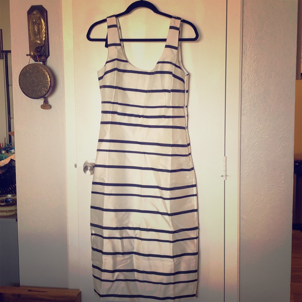 Navy striped white J Crew summer sheath